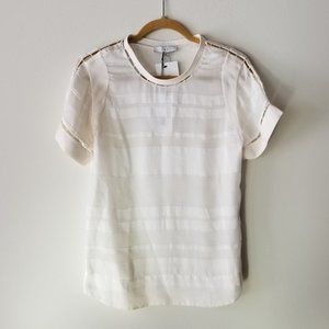 Iro White Silk Hollow Top FR 36 US 4